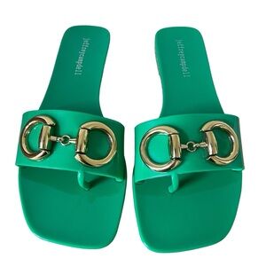 Jeffrey Campbell Annia Horsebit Sandal Size 6 Kelly Green Metallic Colorful